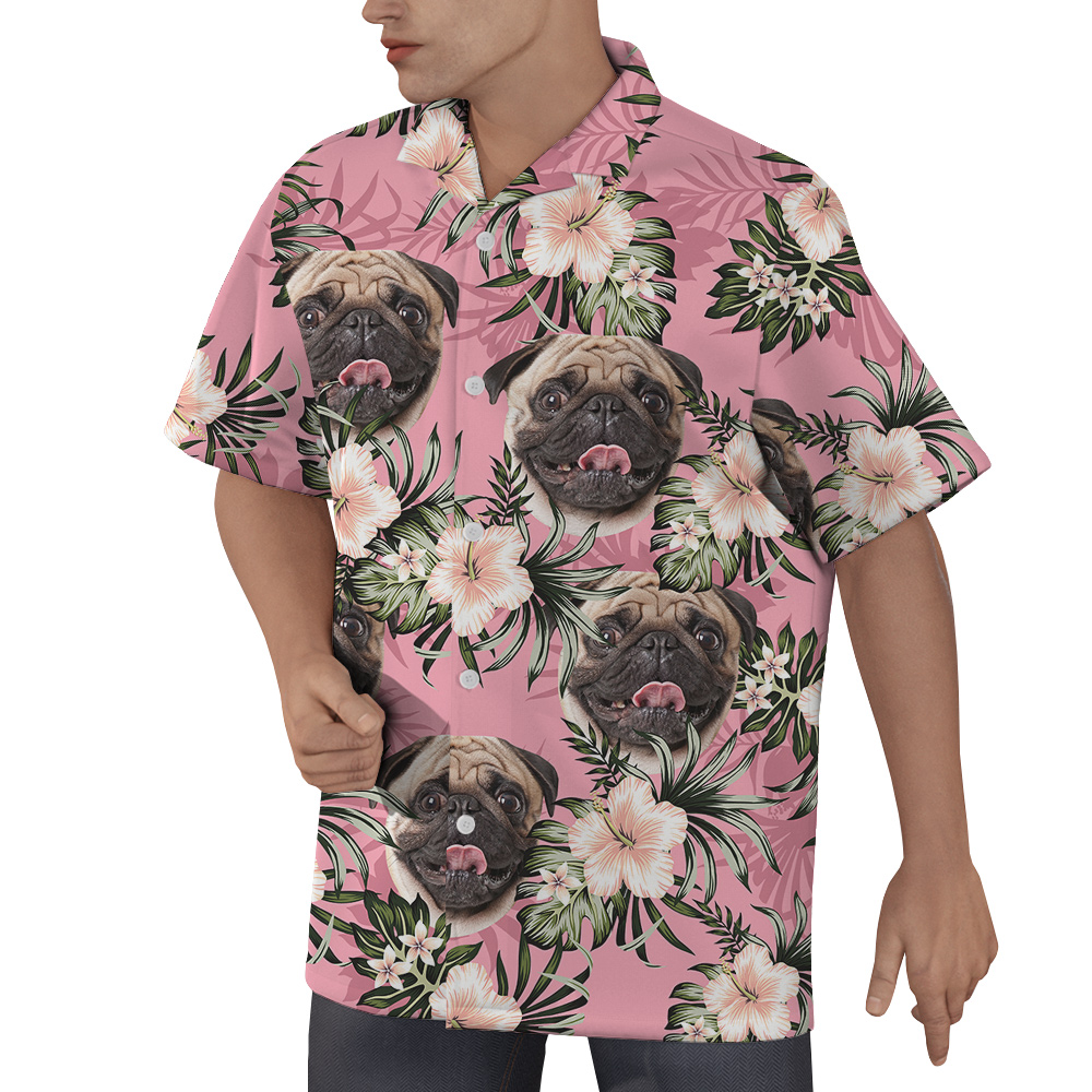 Pawsitively Pink Custom Hawaiian Men Shirt with Dog