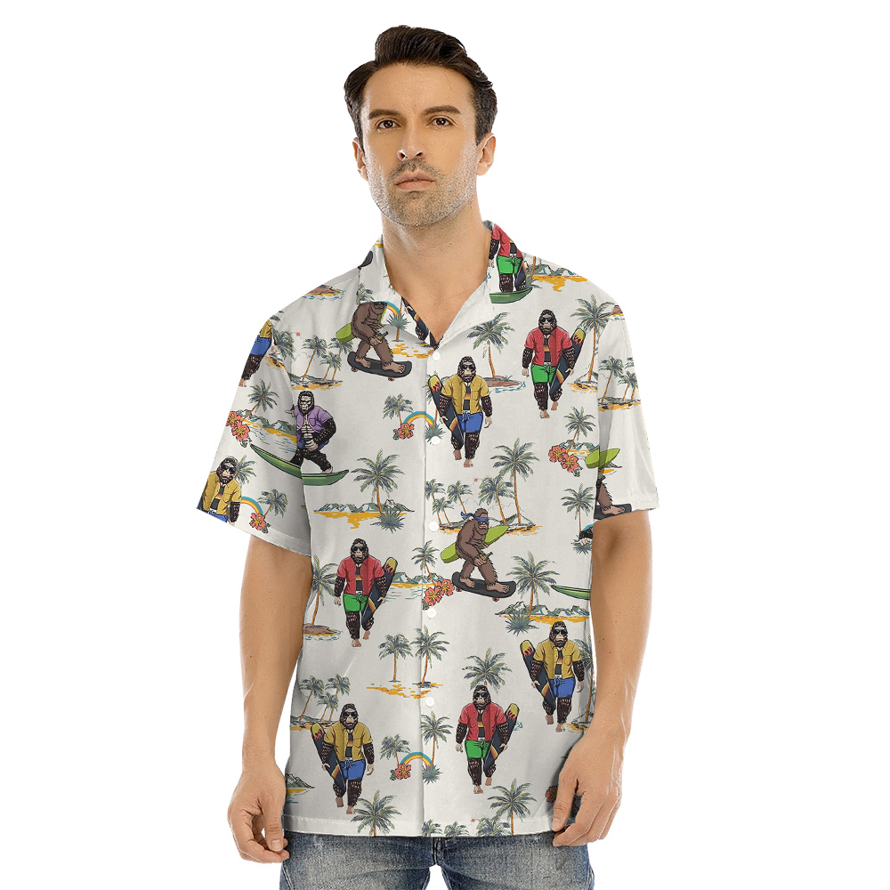 Cool Bigfoot With Surfing Board Tropical Hawaiian Matching Family Outfits