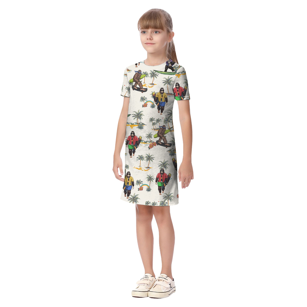 Cool Bigfoot With Surfing Board Tropical Hawaiian Matching Family Outfits