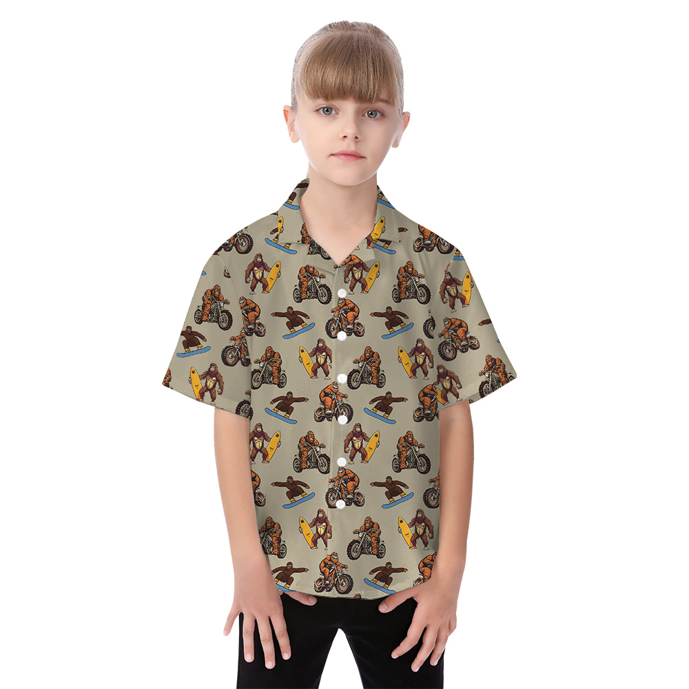 Funny Sasquatch Riding Motobike Family Matching Hawaiian Outfits