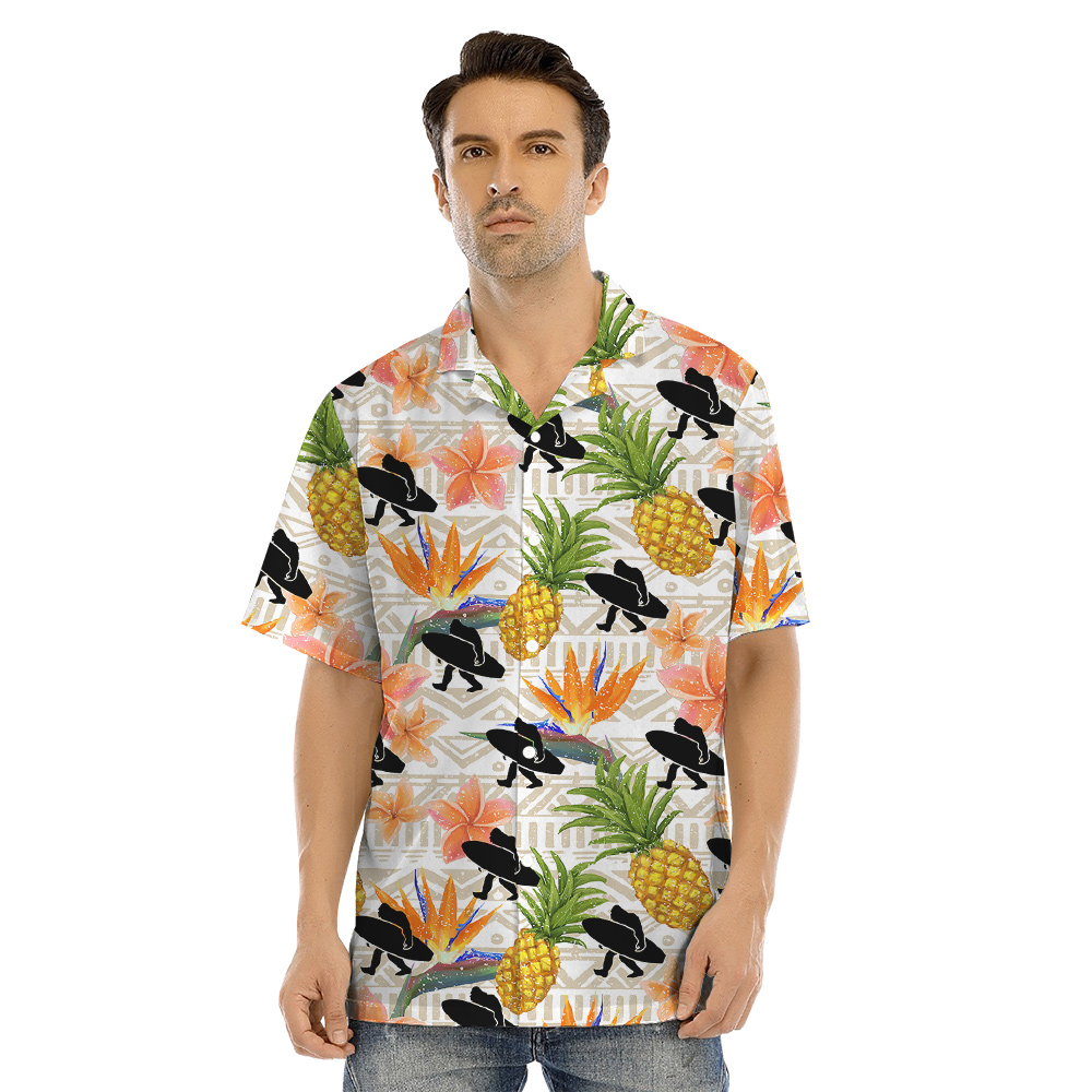 Funny Bigfoot Surfing Floral Pineapple Matching Family Hawaiian Outfits