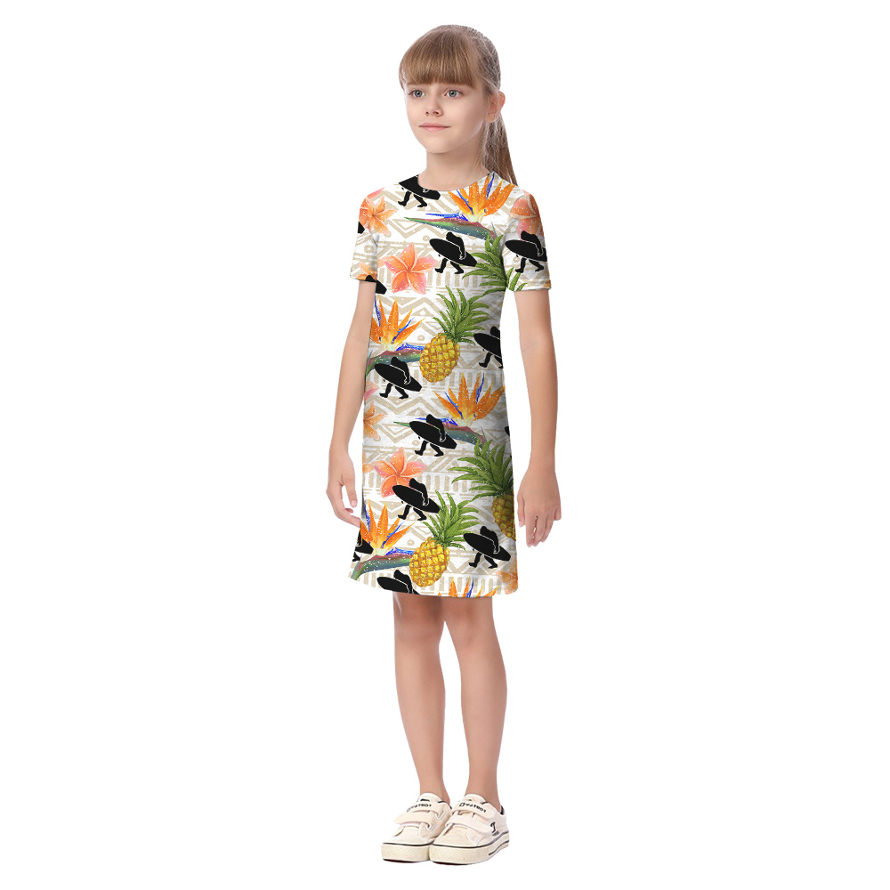 Funny Bigfoot Surfing Floral Pineapple Matching Family Hawaiian Outfits