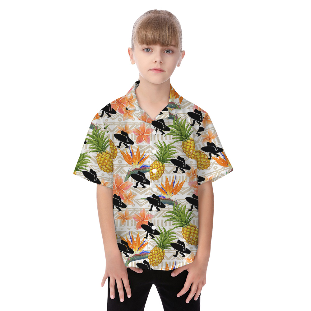 Funny Bigfoot Surfing Floral Pineapple Matching Family Hawaiian Outfits