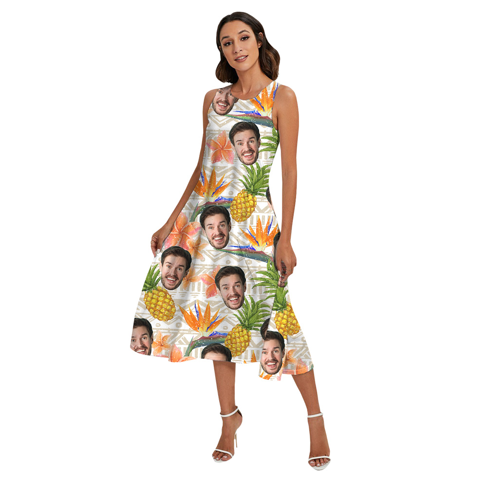 Funny Custom Face Pineapple Tropical Family Matching Hawaiian Shirts
