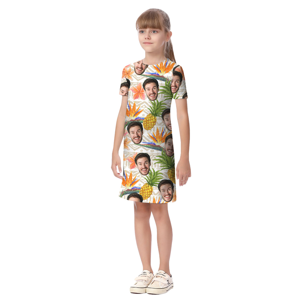 Funny Custom Face Pineapple Tropical Family Matching Hawaiian Shirts