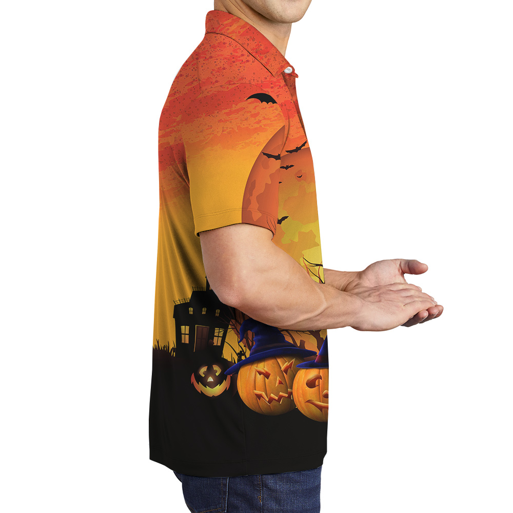 Mystic Meow Halloween Custom Pet Hawaiian Polo Shirt for Men