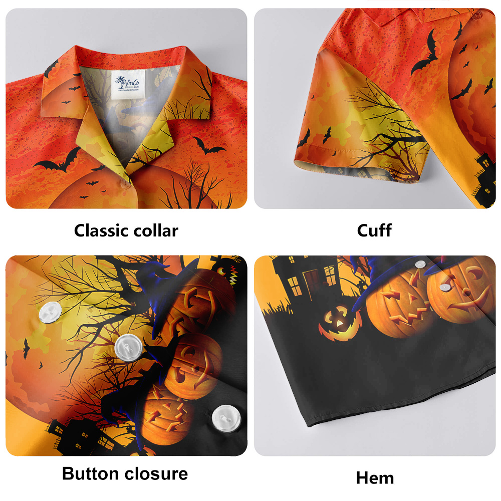 Pumpkin Cat Party Custom Pet Hawaiian Shirt for Men