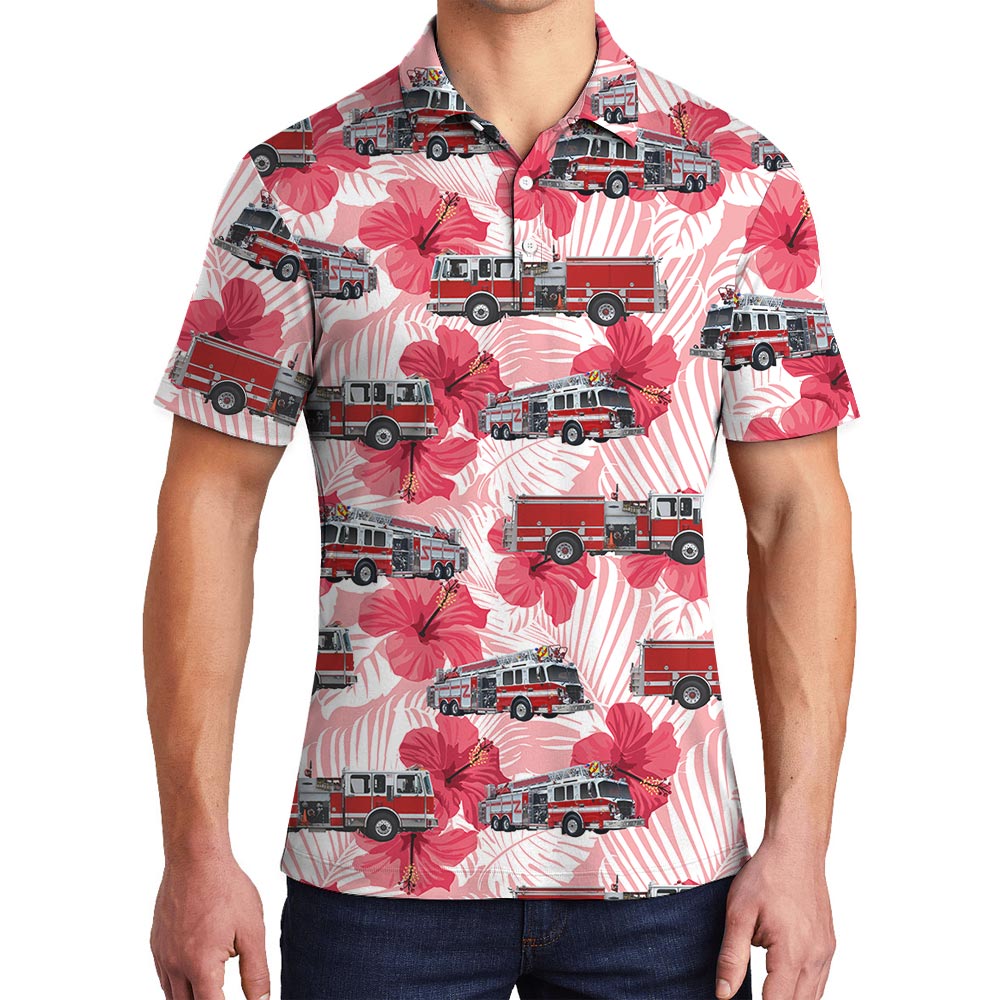 Hawaiian Polo Men With Hibiscus Pattern - variant image 1