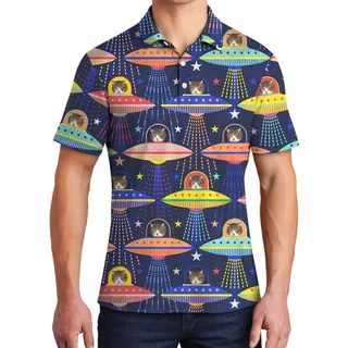 Cat Encounter Custom Pet Hawaiian Polo Shirt for Men