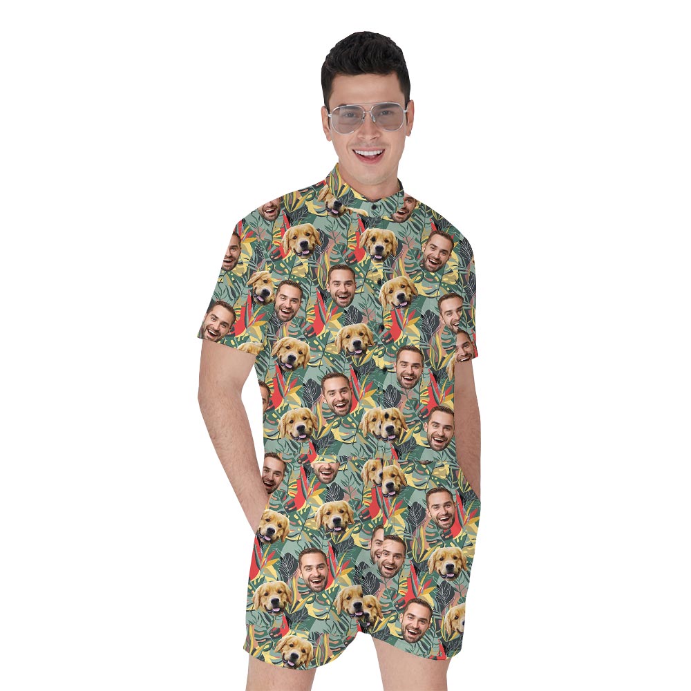 Tropical Hawaiian Romper Men Custom Faces - variant image 1