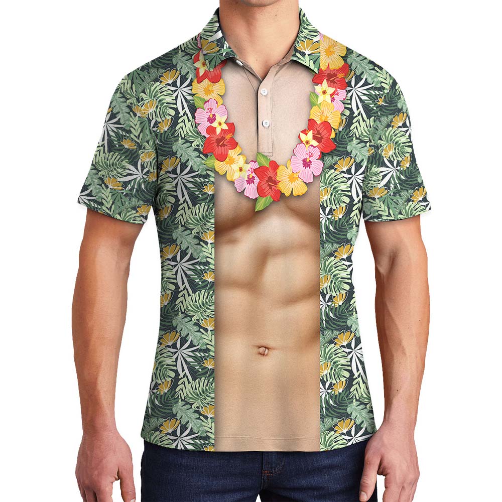 Body Muscle Hawaiian Men's Polo Shirts - variant image 1