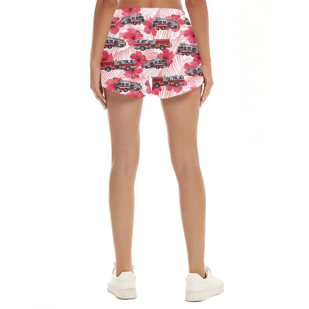 Pink Hibiscus Hawaiian Shorts Women