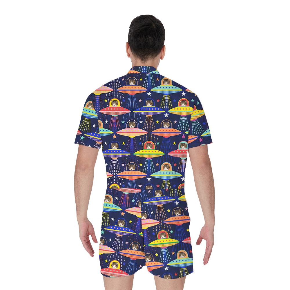 Alien Cat Custom Pet Hawaiian Romper for Men