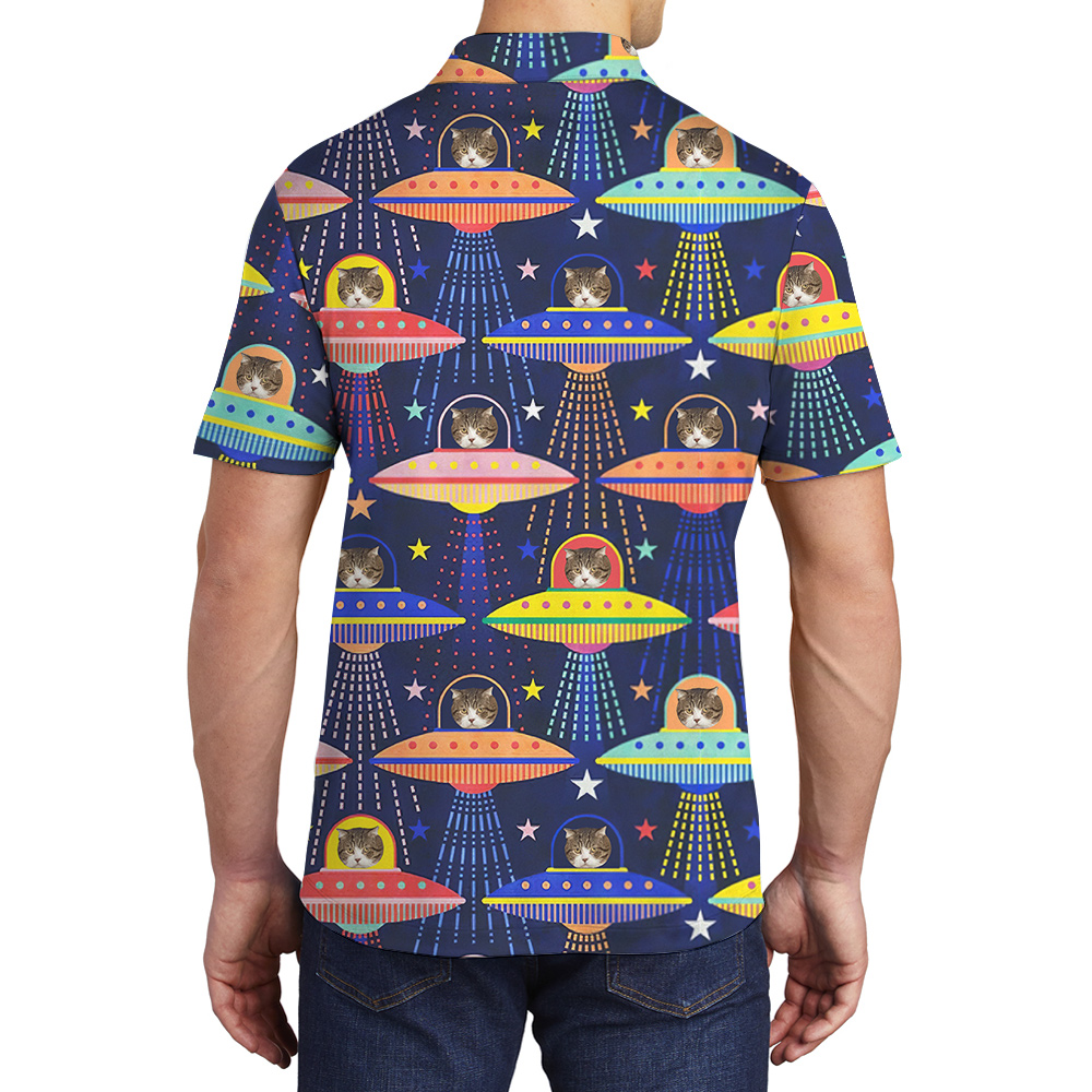 Cat Encounter Custom Pet Hawaiian Polo Shirt for Men