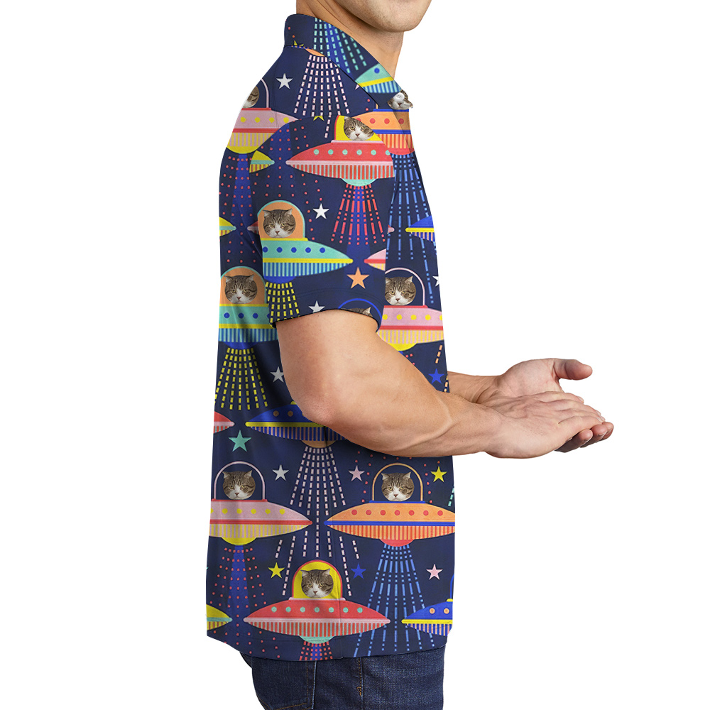 Cat Encounter Custom Pet Hawaiian Polo Shirt for Men