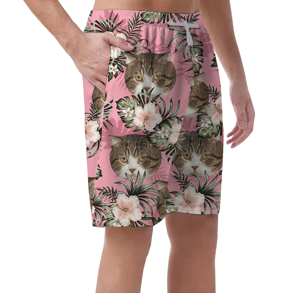 Purrfect Paradise Custom Pet Hawaiian Short for Men