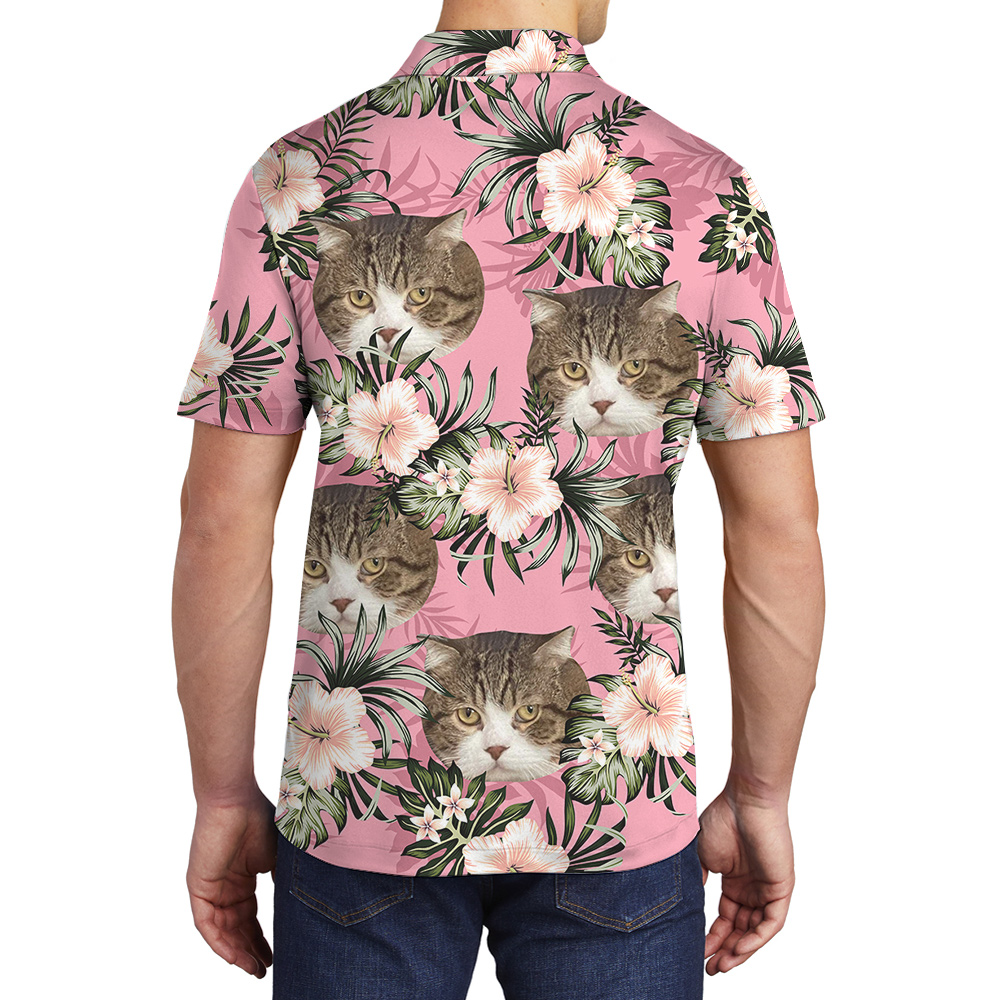 Aloha-meow Custom Pet Hawaiian Polo Shirt for Men
