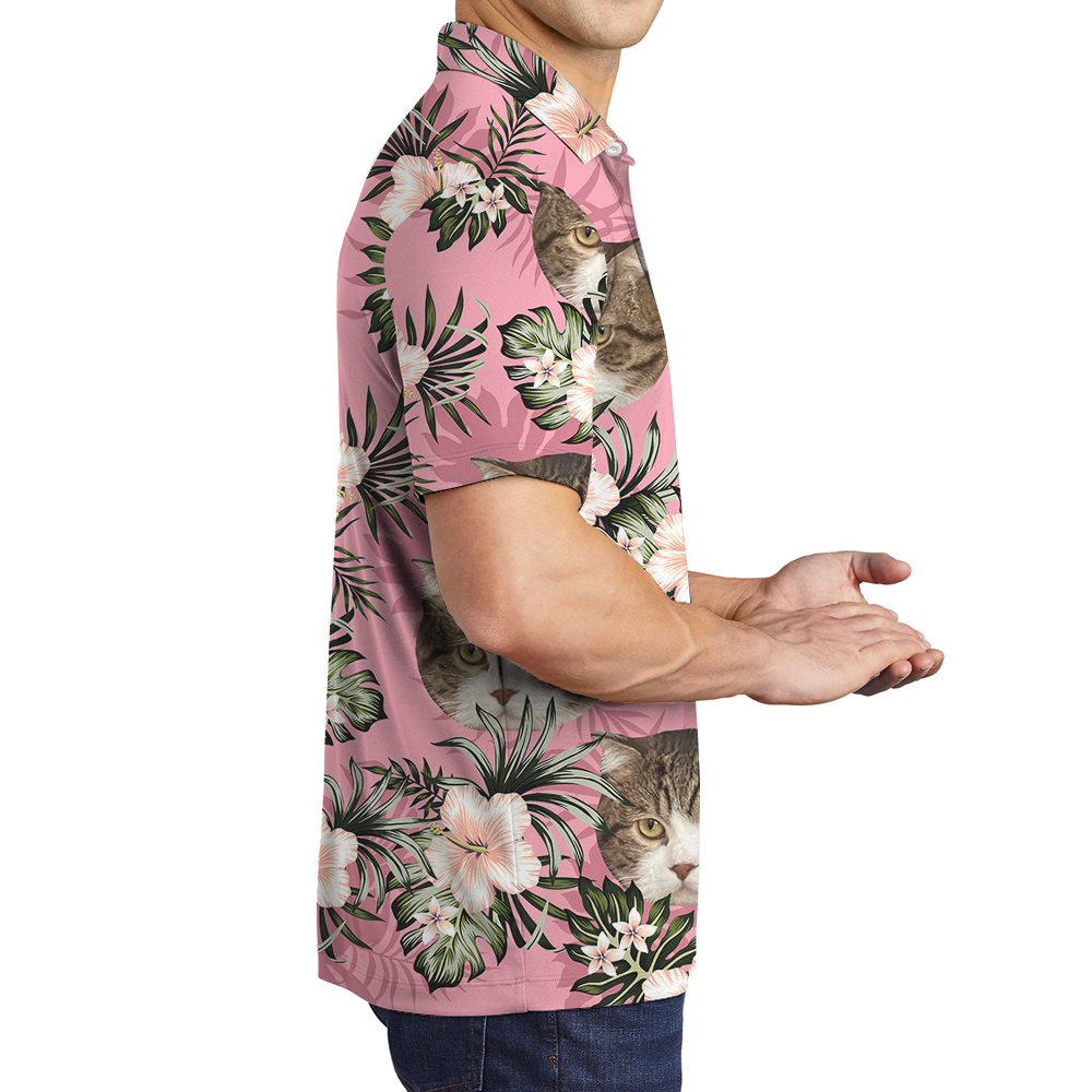 Aloha-meow Custom Pet Hawaiian Polo Shirt for Men