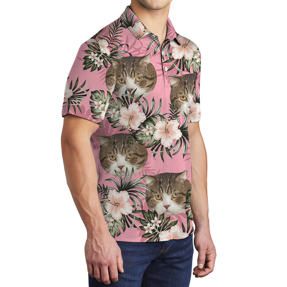 Aloha-meow Custom Pet Hawaiian Polo Shirt for Men