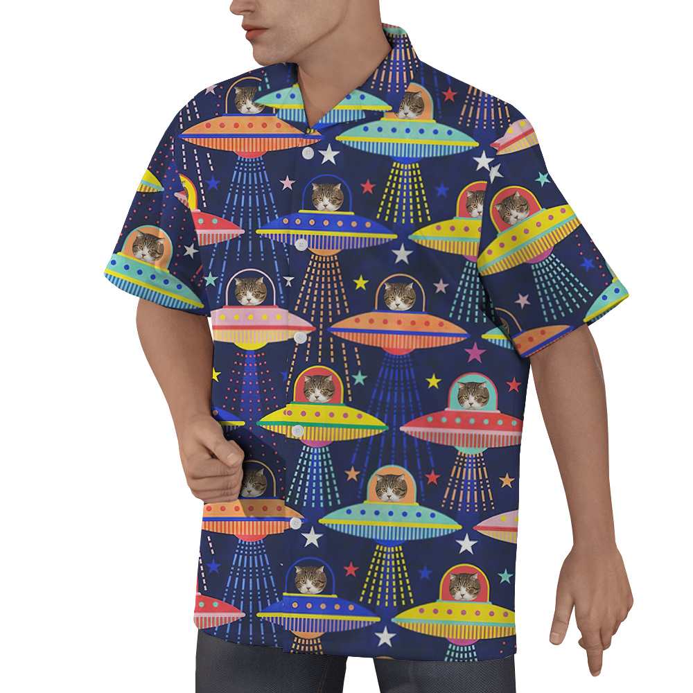 Cat Encounter Custom Pet Hawaiian Shirt for Men