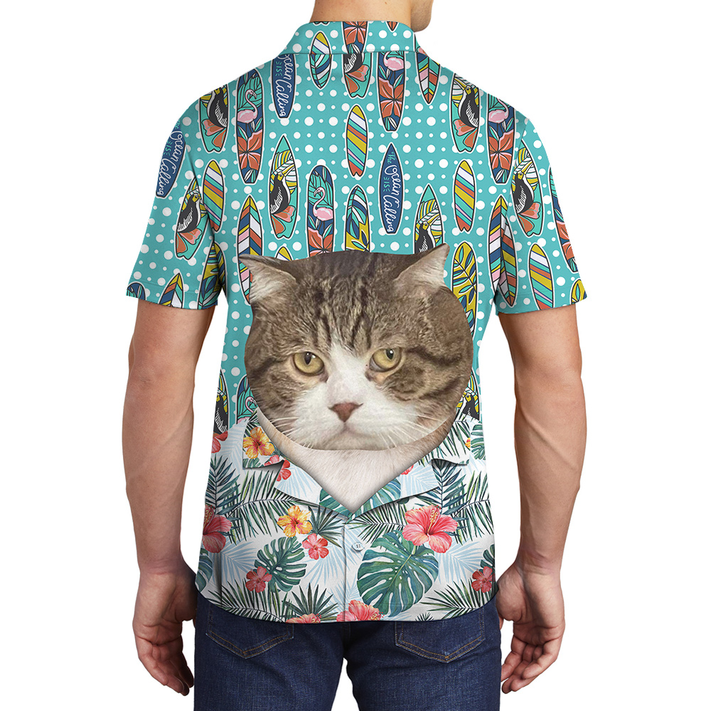Purradise Custom Pet Hawaiian Polo Shirt for Men