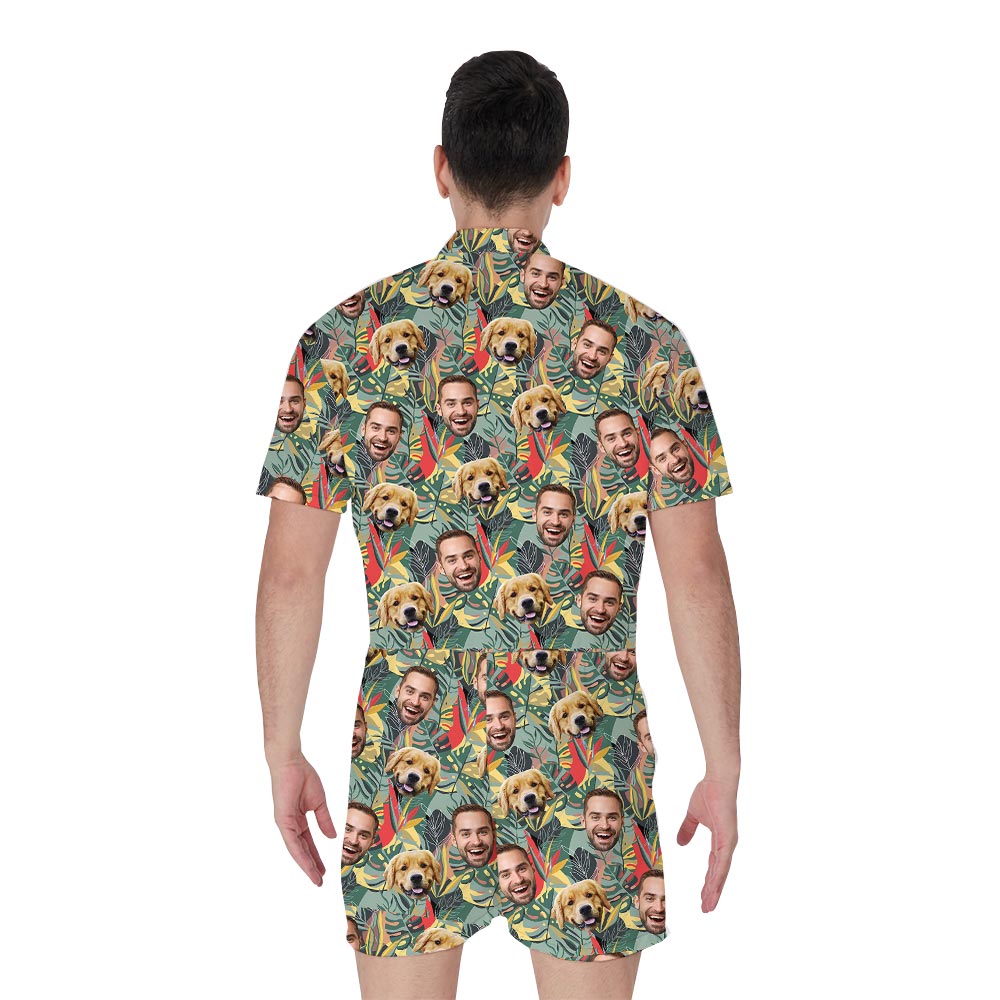 Tropical Hawaiian Romper Men Custom Faces
