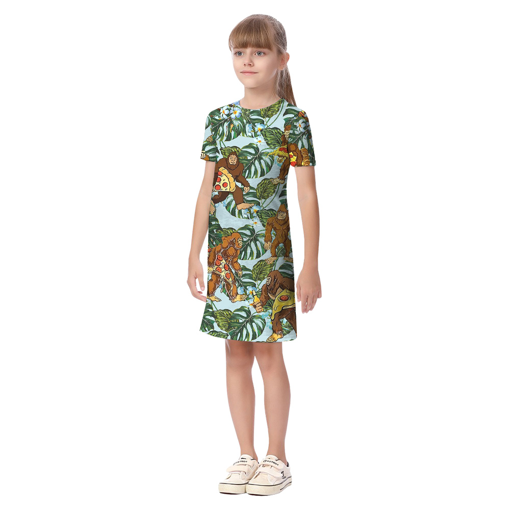 Funny Bigfoot Pizza Tropical Matching Family Hawaiian Outfits
