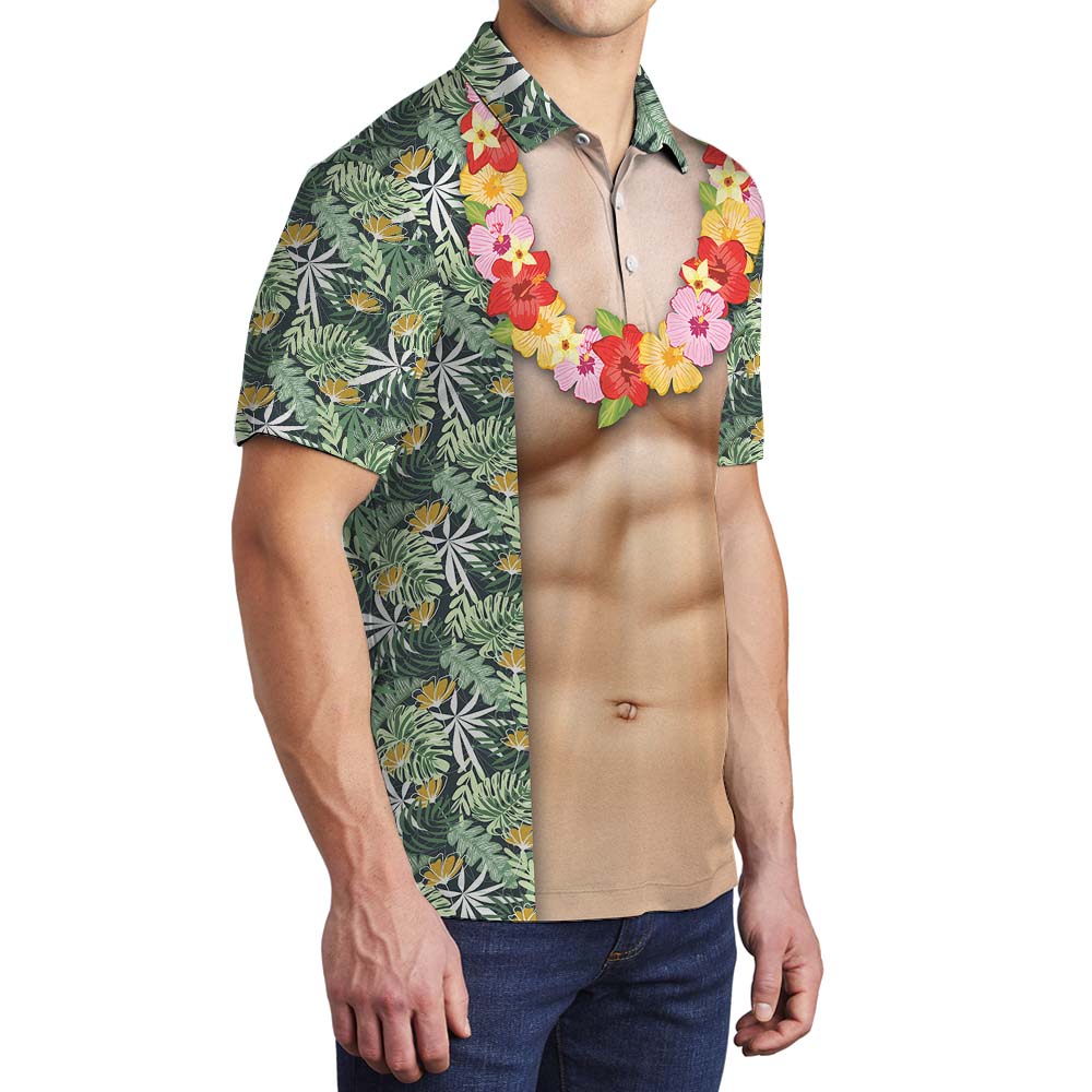 Body Muscle Hawaiian Men's Polo Shirts