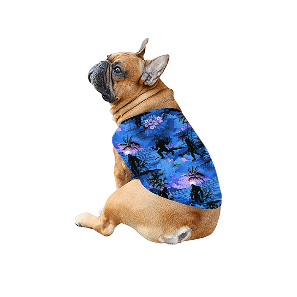 Tropical Sunset Beach Palm Trees Sasquatch Navy Matching Hawaiian Outfits For Family