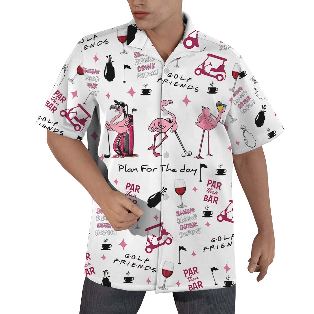 Flamingo Golf Hawaiian Button Up Shirt - variant image 1