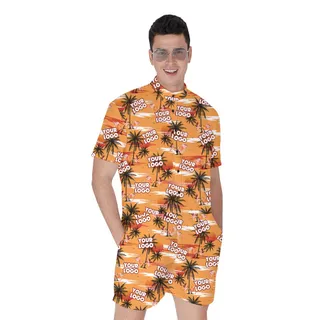 Summer Custom Logo Hawaiian Romper Men