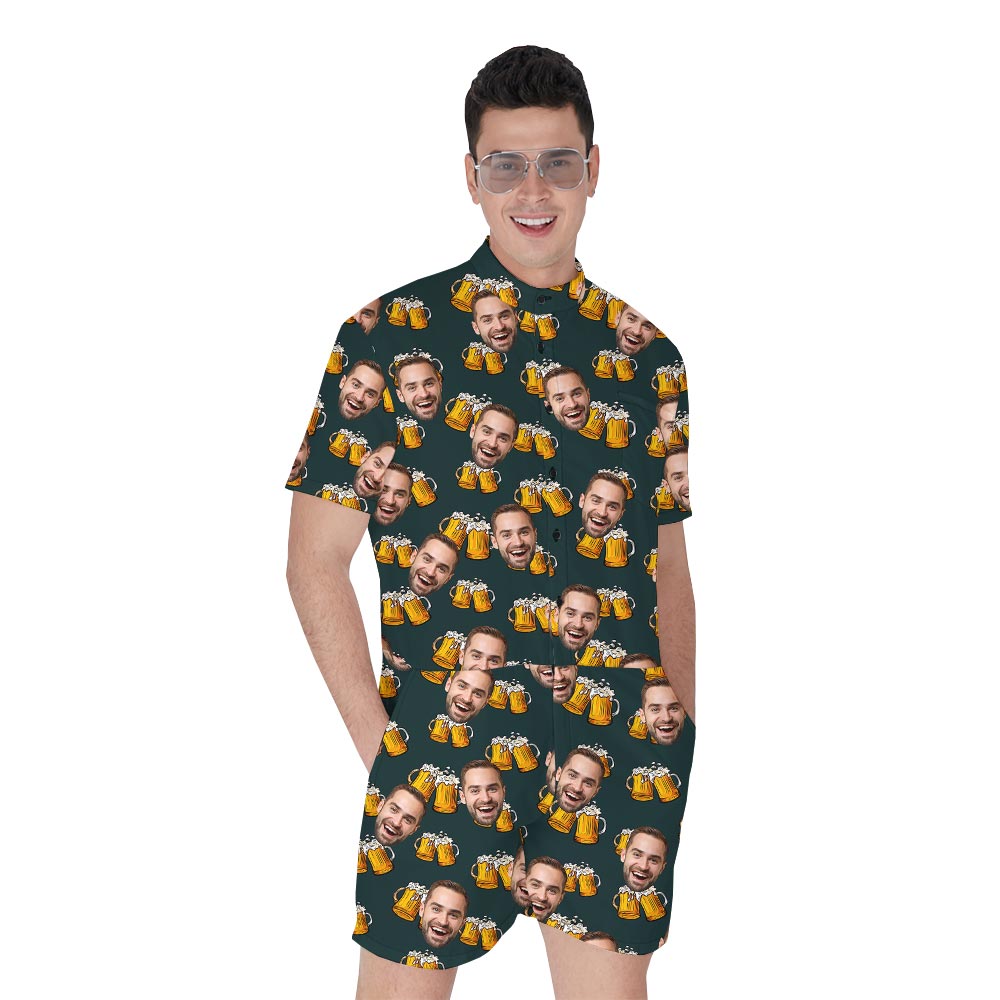 Custom Men's Hawaiian Romper For Beer Lover - variant image 1