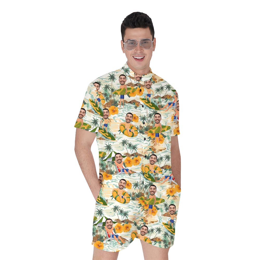 Summer Custom Face Hawaiian Romper Men - variant image 1