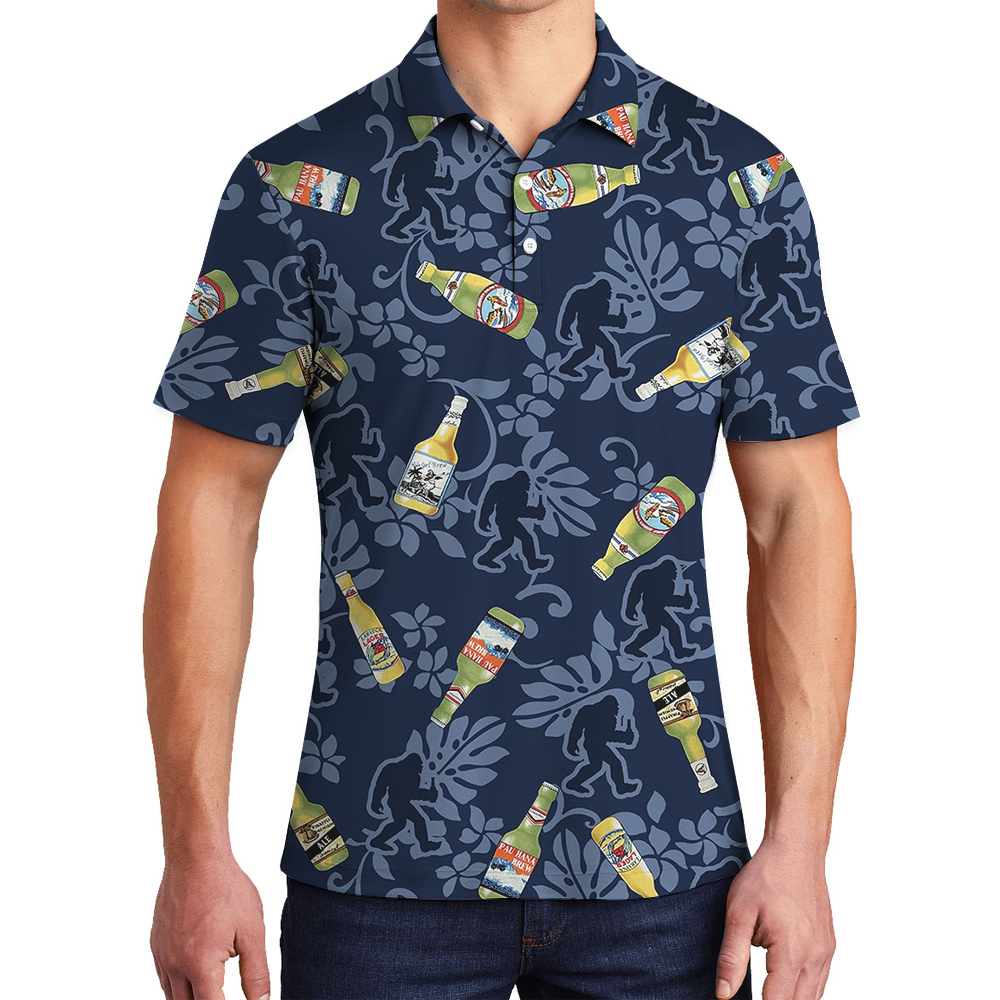 Cool Beer Bigfoot Classic Navy Hawaiian Polo Golf Shirt - variant image 1