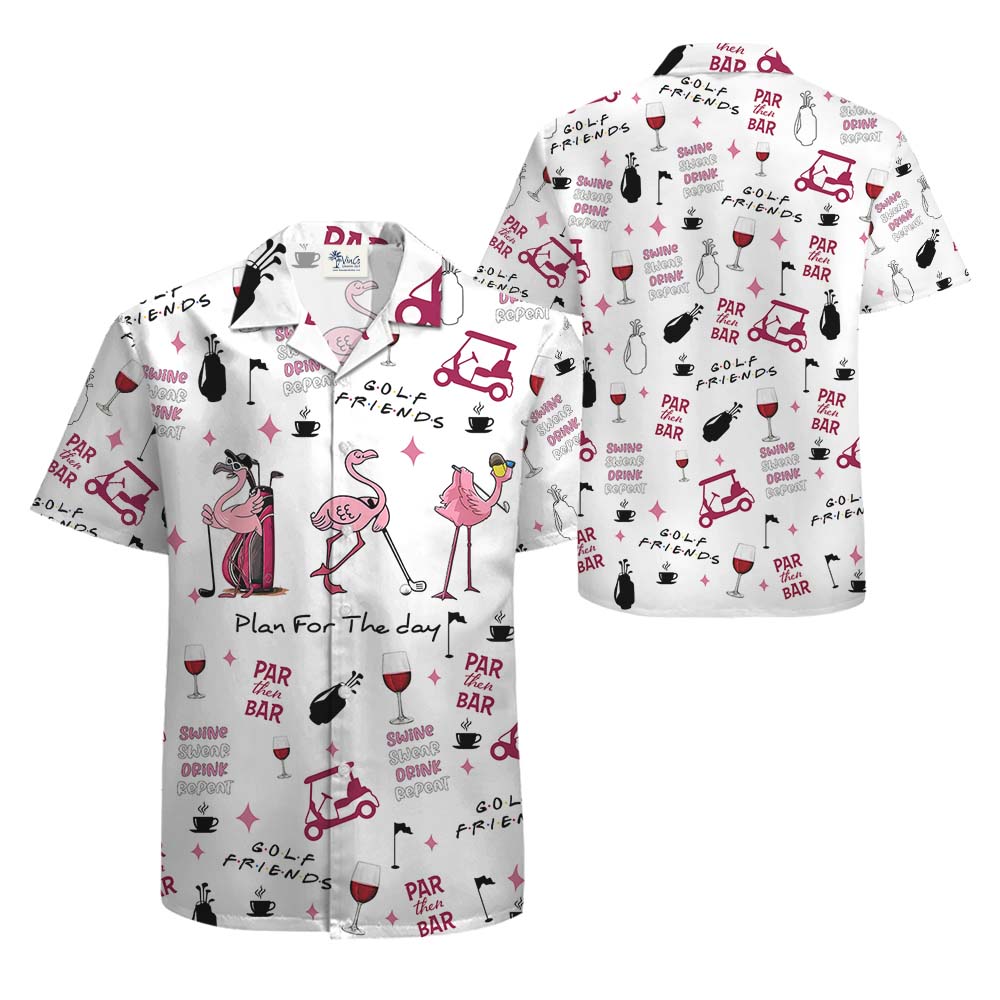 Flamingo Golf Hawaiian Button Up Shirt