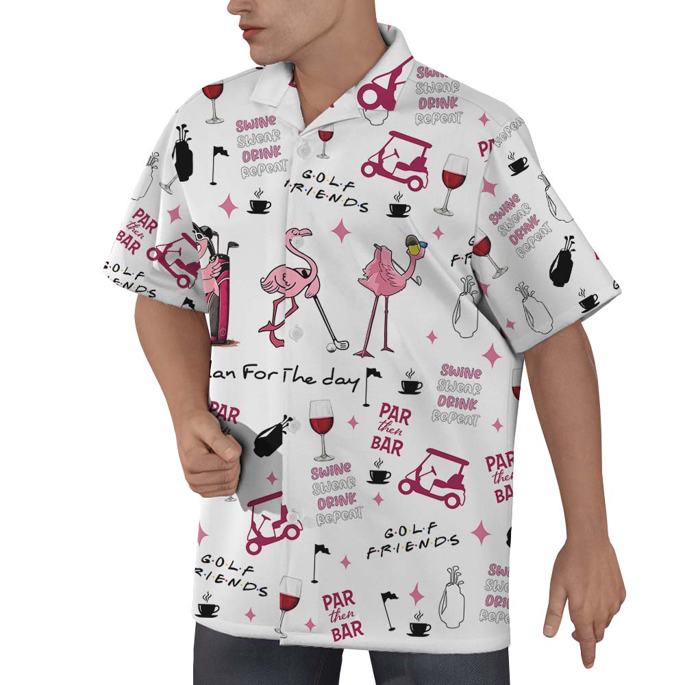 Flamingo Golf Hawaiian Button Up Shirt