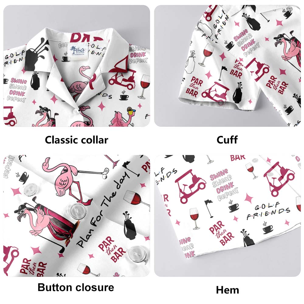 Flamingo Golf Hawaiian Button Up Shirt