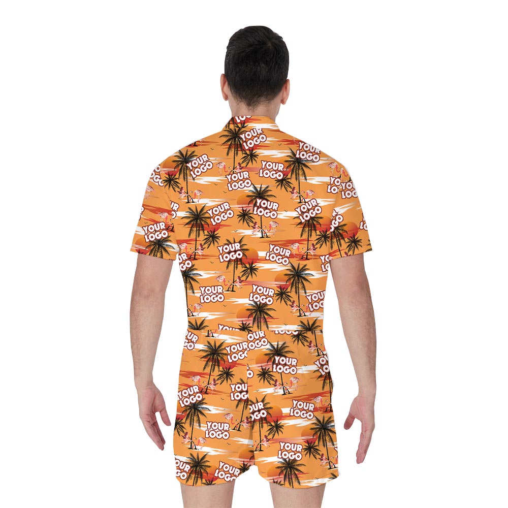Summer Custom Logo Hawaiian Romper Men