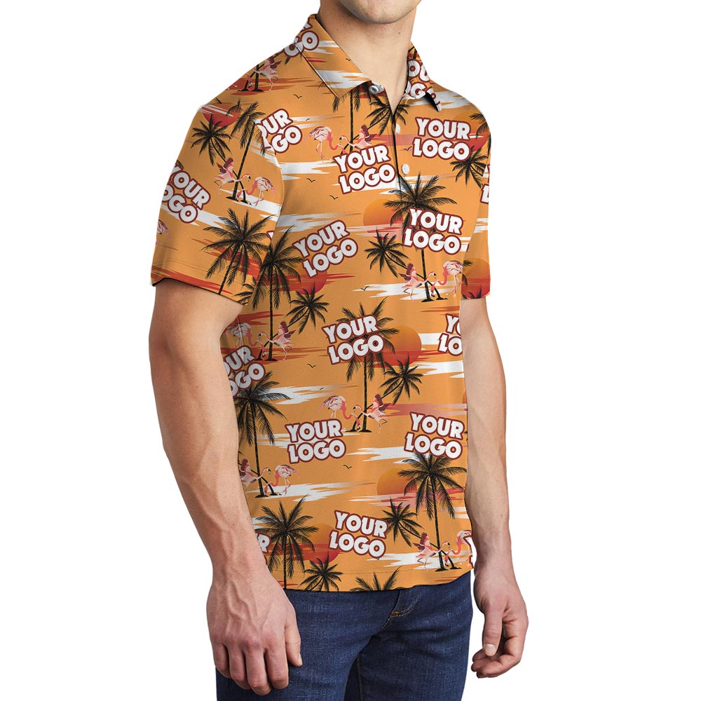 Men's Hawaiian Polo Custom Logo Team