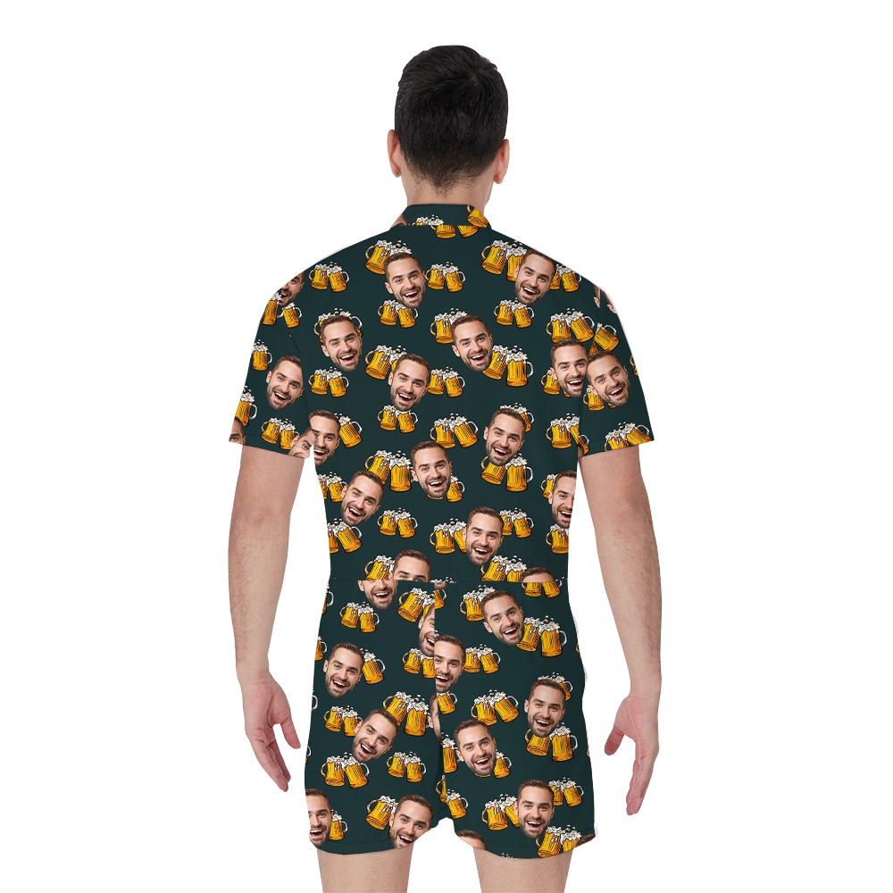 Custom Men's Hawaiian Romper For Beer Lover