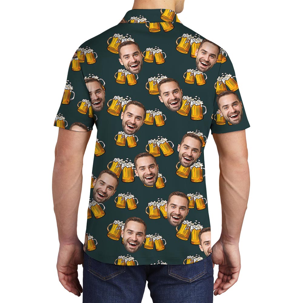 Custom Face Beer Hawaiian Polo Men