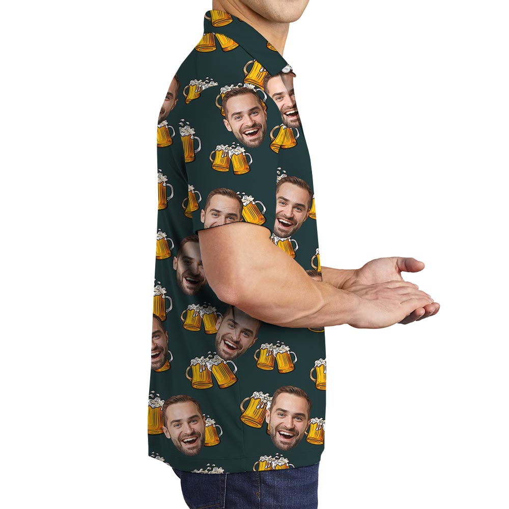 Custom Face Beer Hawaiian Polo Men