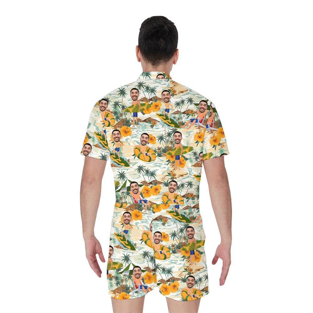 Summer Custom Face Hawaiian Romper Men