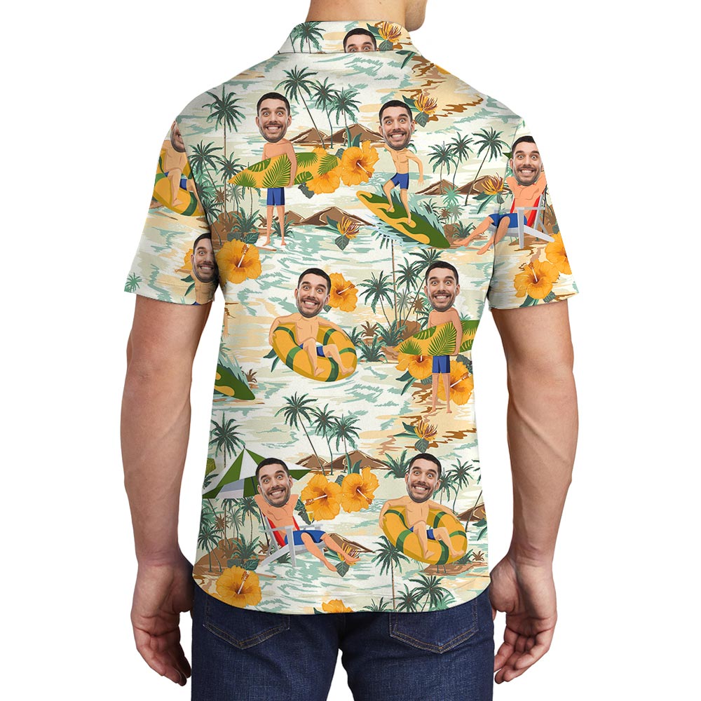 Funny Custom Face Hawaiian Polo Men