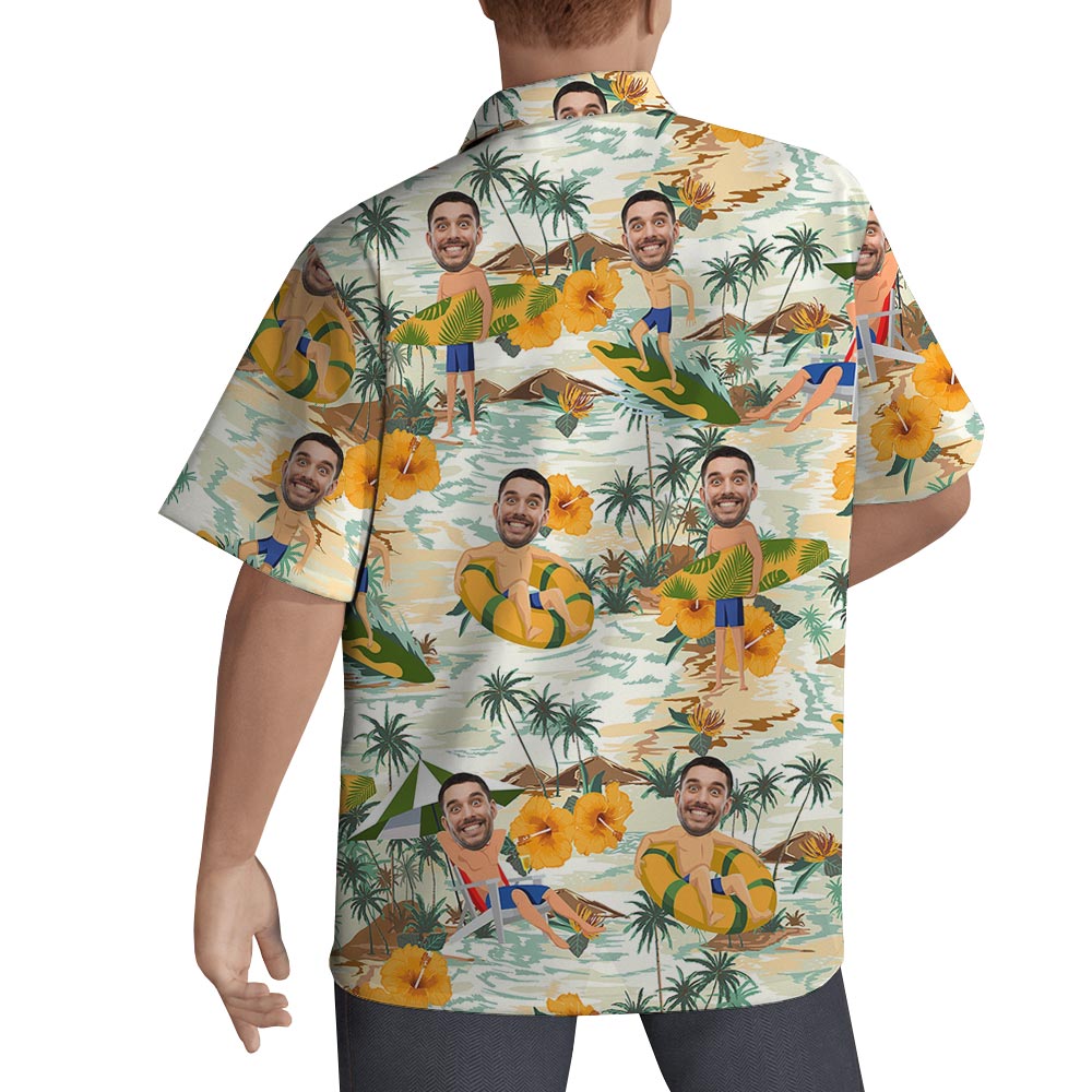 Custom Face Man On Beach Hawaiian Shirts Men