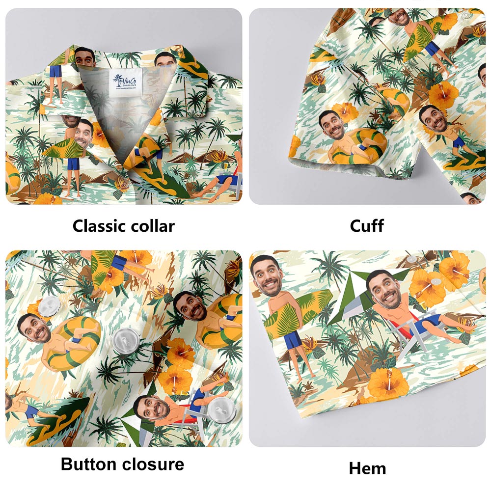 Custom Face Man On Beach Hawaiian Shirts Men