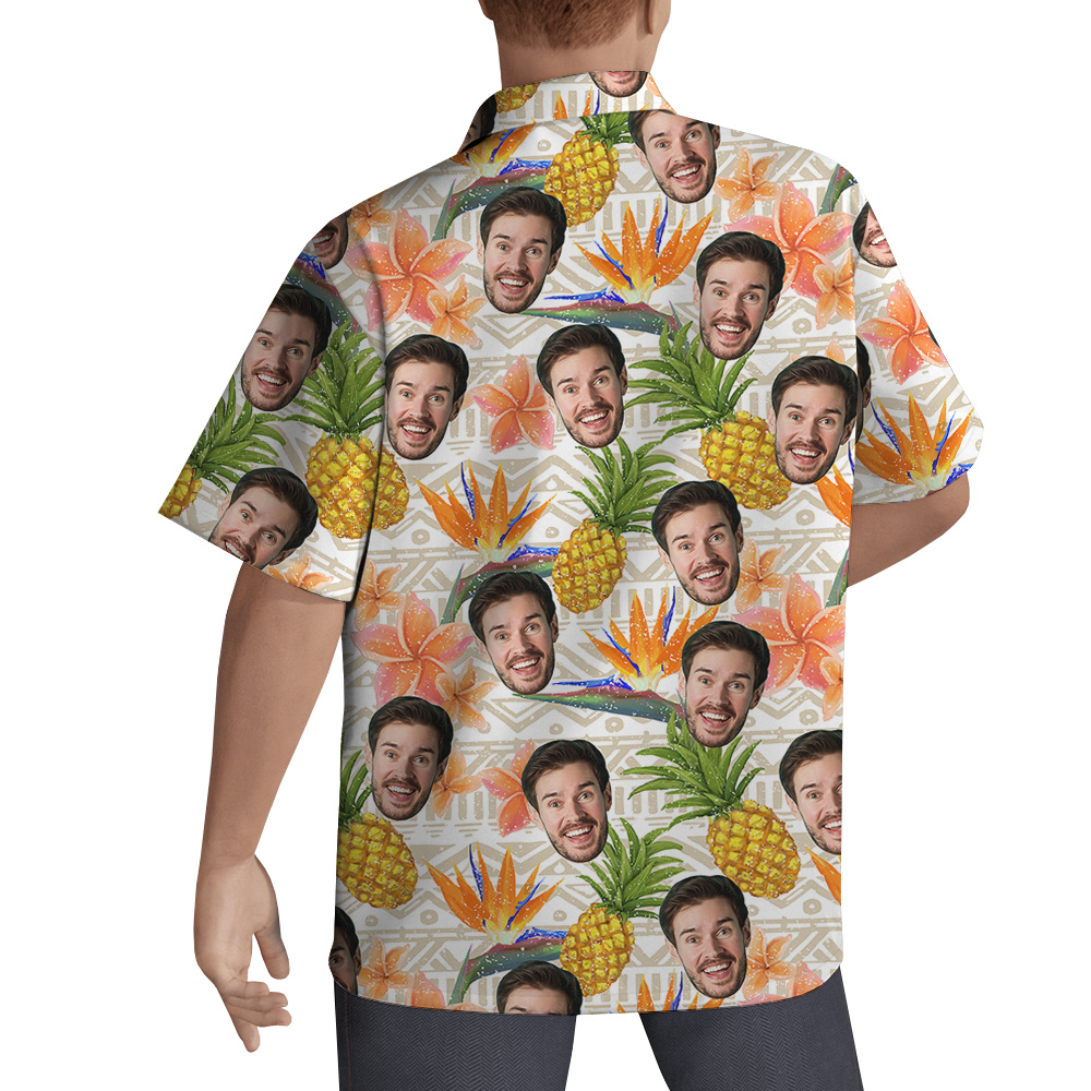Funny Custom Face Floral Pineapple Hawaiian Shirt