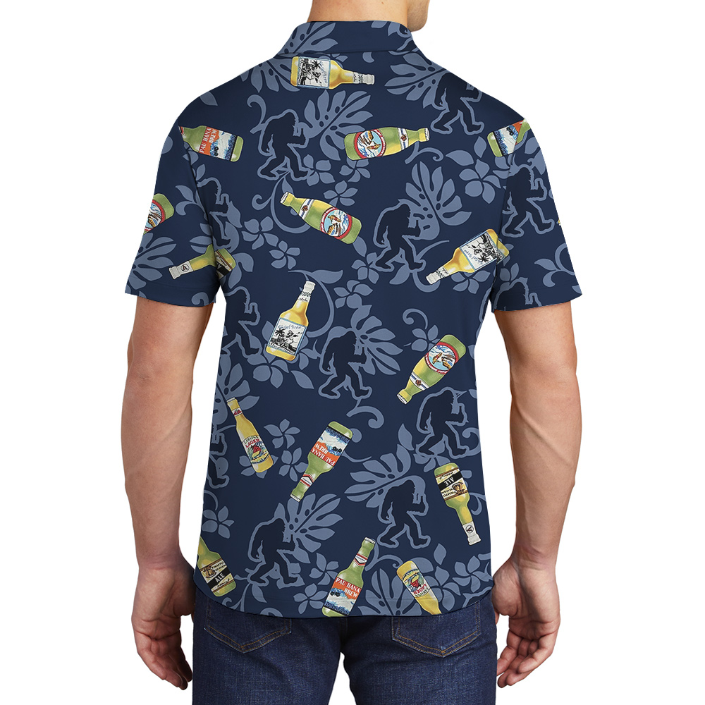 Cool Beer Bigfoot Classic Navy Hawaiian Polo Golf Shirt