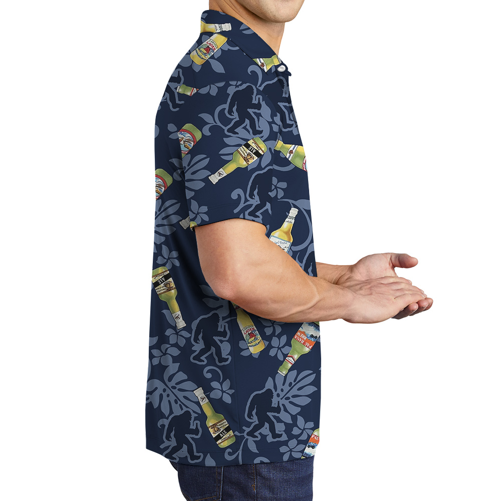 Cool Beer Bigfoot Classic Navy Hawaiian Polo Golf Shirt