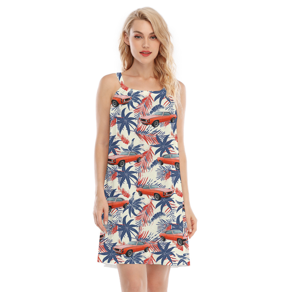 4th of July America Proud Custom Hawaiian Cami Dress with Car - variant image 1